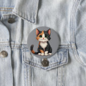 Badge Rond 7,6 Cm Calico Kitten Whimsical avec attitude (En situation)