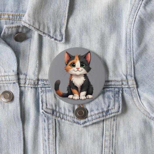 Badge Rond 7,6 Cm Calico Kitten Whimsical avec attitude (En situation)