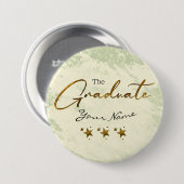 Badge Rond 7,6 Cm Calligraphie dorée pour son diplôme vert (Devant & derrière)