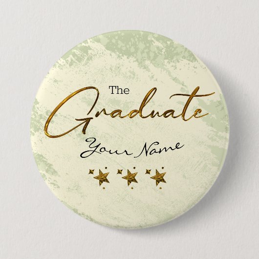 Badge Rond 7,6 Cm Calligraphie dorée pour son diplôme vert (Devant)