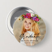 Badge Rond 7,6 Cm Calligraphie moderne - Script d'encre - Photo d'un (Devant & derrière)