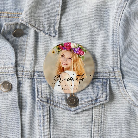Badge Rond 7,6 Cm Calligraphie moderne - Script d'encre - Photo d'un (En situation)