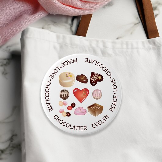 Badge Rond 7,6 Cm Calme Personnalisé Amour Chocolat Bonbon