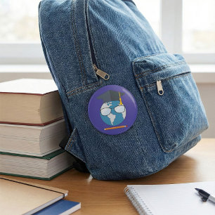 Badge Rond 7,6 Cm Calotte de fin d'études en éducation mondiale Terr
