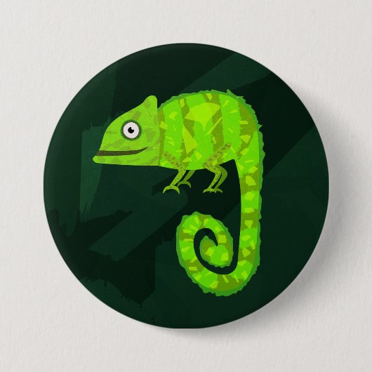 Badge Rond 7,6 Cm Caméléon mignon vert (Devant)