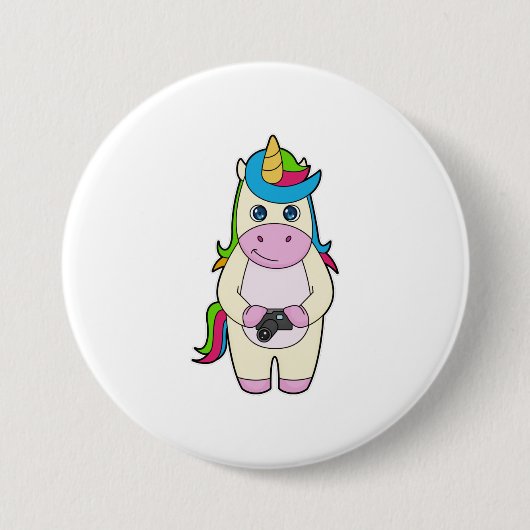 Badge Rond 7,6 Cm Caméra Unicorn (Devant)