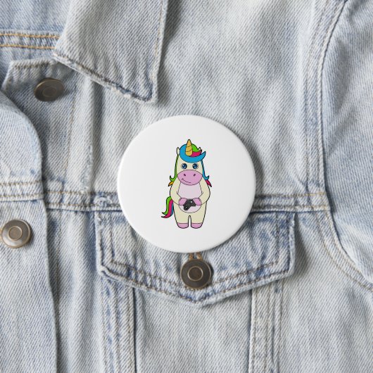 Badge Rond 7,6 Cm Caméra Unicorn (En situation)
