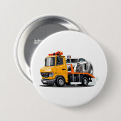 Badge Rond 7,6 Cm Camion remorque de dessin (Devant & derrière)