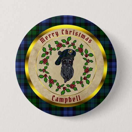 Badge Rond 7,6 Cm Campbell Scottie Dog Christmas (Devant)