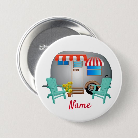 Badge Rond 7,6 Cm Camper Caravane Teardrop Thunder_Cove (Devant & derrière)
