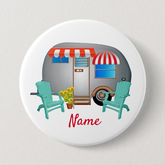 Badge Rond 7,6 Cm Camper Caravane Teardrop Thunder_Cove (Devant)