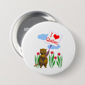 Badge Rond 7,6 Cm Canada Beaver Loves Québec (Devant & derrière)