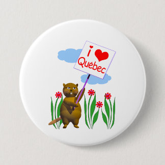 Badge Rond 7,6 Cm Canada Beaver Loves Québec