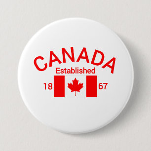 Badge Rond 7,6 Cm Canada Établi en 1867 avec le drapeau canadien (Ro