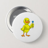 Badge Rond 7,6 Cm Canard aux fléchettes avec tarte (Devant & derrière)