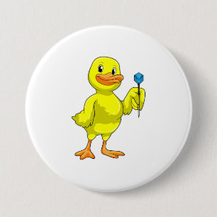 Badge Rond 7,6 Cm Canard aux fléchettes avec tarte