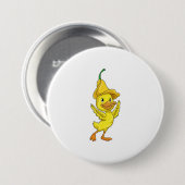 Badge Rond 7,6 Cm Canard avec Casquette Bell jaune (Devant & derrière)