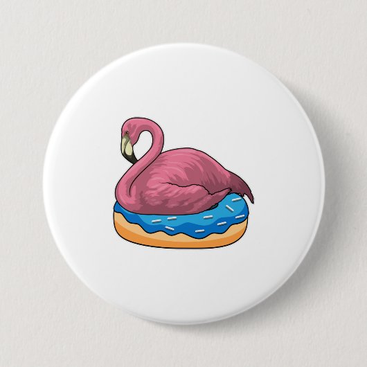 Badge Rond 7,6 Cm Canard avec Donut (Devant)
