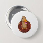 Badge Rond 7,6 Cm Canard avec Donut (Devant & derrière)
