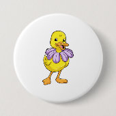 Badge Rond 7,6 Cm Canard avec marguerite (Devant)