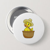 Badge Rond 7,6 Cm Canard comme fermier avec panier (Devant & derrière)