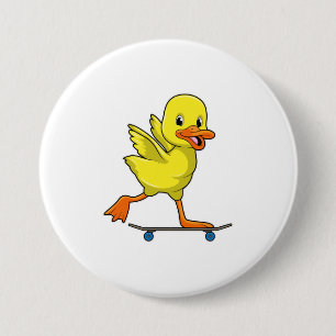 Badge Rond 7,6 Cm Canard comme patineur avec skateboard