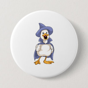 Badge Rond 7,6 Cm Canard comme sorcière avec Casquette