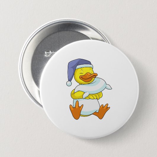 Badge Rond 7,6 Cm Canard dormant avec casquette (Devant & derrière)