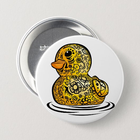 Badge Rond 7,6 Cm Canard en caoutchouc tatoué (Devant & derrière)