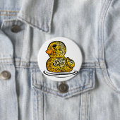 Badge Rond 7,6 Cm Canard en caoutchouc tatoué (En situation)