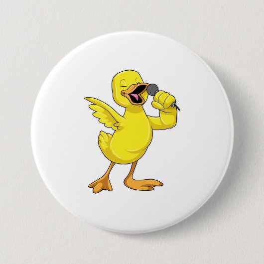 Badge Rond 7,6 Cm Canard en chanteur avec microphone (Devant)