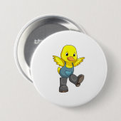 Badge Rond 7,6 Cm Canard en fermier avec des bottes (Devant & derrière)