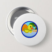 Badge Rond 7,6 Cm Canard sur la plage avec palmiers.PNG (Devant & derrière)