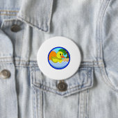 Badge Rond 7,6 Cm Canard sur la plage avec palmiers.PNG (En situation)