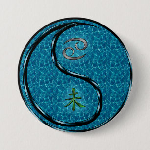 Badge Rond 7,6 Cm Cancer & Chèvre d'Eau