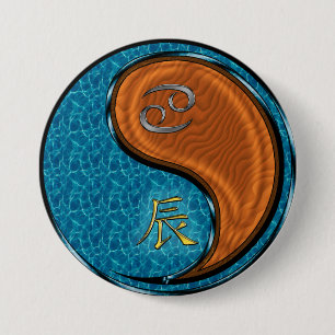 Badge Rond 7,6 Cm Cancer & Dragon de Bois