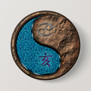 Badge Rond 7,6 Cm Cancer & Sanglier de Terre