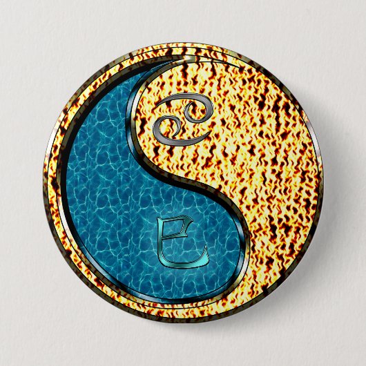 Badge Rond 7,6 Cm Cancer & Serpent de feu (Devant)