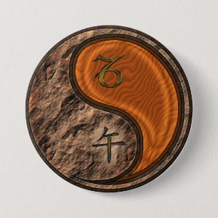 Badge Rond 7,6 Cm Capricorne & Cheval de Bois