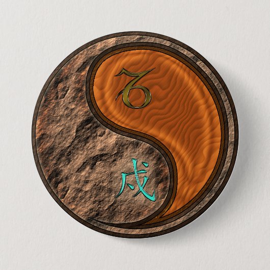 Badge Rond 7,6 Cm Capricorne & Chien de Bois (Devant)