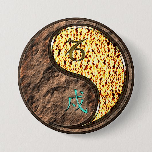 Badge Rond 7,6 Cm Capricorne & Chien de Feu (Devant)