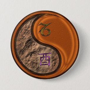 Badge Rond 7,6 Cm Capricorne & Coq de Bois