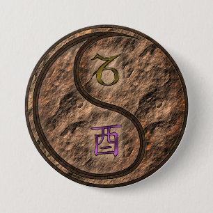 Badge Rond 7,6 Cm Capricorne & Coq de Terre