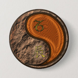 Badge Rond 7,6 Cm Capricorne & Dragon de Bois