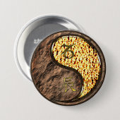 Badge Rond 7,6 Cm Capricorne & Dragon de Feu (Devant & derrière)