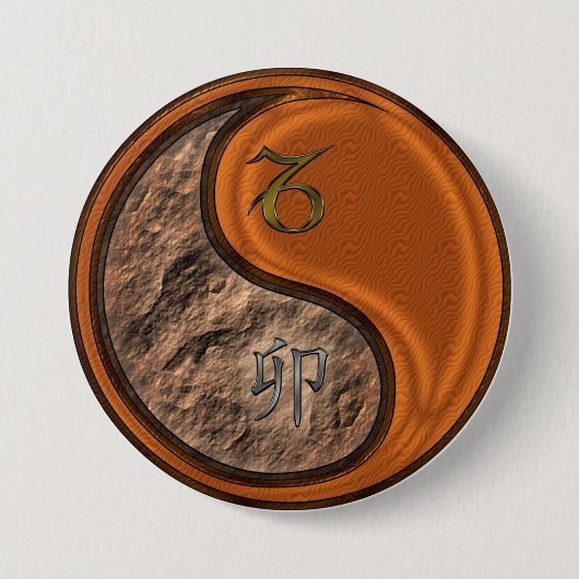 Badge Rond 7,6 Cm Capricorne & Lapin de Bois (Devant)