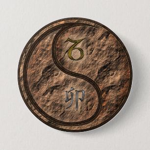 Badge Rond 7,6 Cm Capricorne & Lapin de Terre