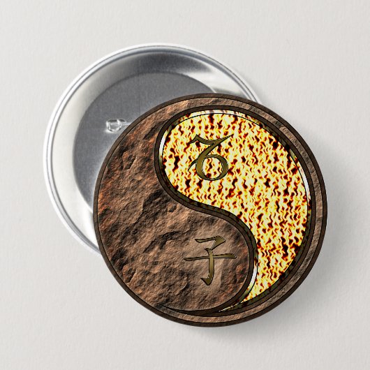 Badge Rond 7,6 Cm Capricorne & Rat de feu (Devant & derrière)