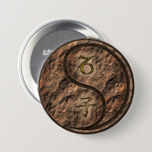 Badge Rond 7,6 Cm Capricorne & Rat de terre