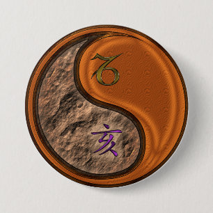 Badge Rond 7,6 Cm Capricorne & Sanglier de Bois